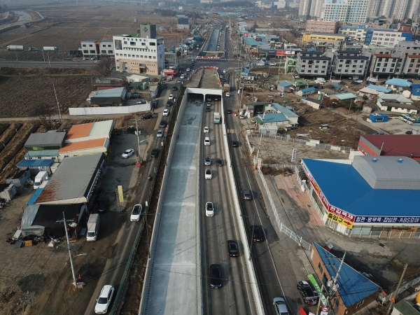 직산사거리 지하차도 임시개통 사진