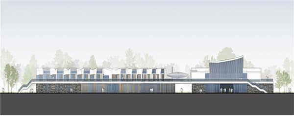 이번 울진해양치유센터 설계공모에서 선정된 본관동 입면 계획도