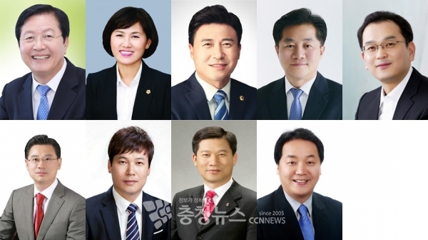 2022년 6월 1일 지방선거 대전 서구청장 출마 예정자. (왼쪽 위부터) 장종태 서구청장, 김인식 시의원, 김종천 시의원, 이광복 시의원, 김창관 서구의원, 김경석 서구부의장, 강노산 서구의원, 한기온 이사장, 이선용 서구의장.