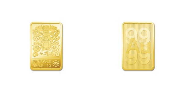 '도깨비 순금 사각 메달' 앞면과 뒷면 이미지