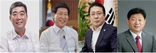 왼쪽부터 김형도 도의원, 김진호 논산시의원, 구본선 논산시의회 의장, 신주현 전 논산경찰서장