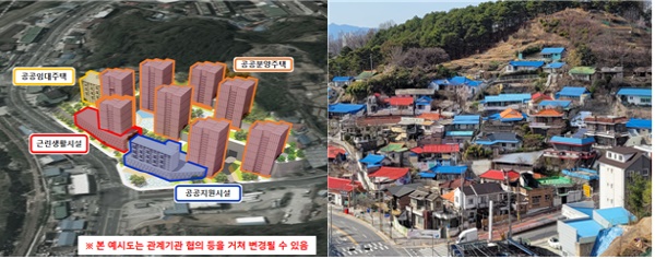 천동 알바위 조감도 및 현장 모습