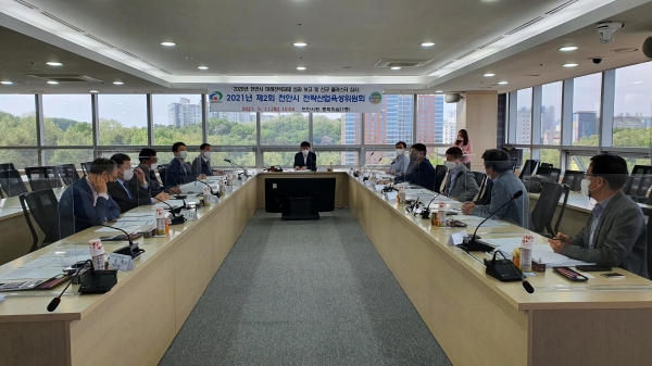 11일 시청 중회의실에서 ‘2021년 제2회 천안시 전략산업육성 위원회’ 개최 모습