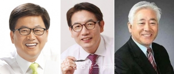 왼쪽부터 최교진 세종시교육감, 최태호 중부대 교수, 송명석 세종연구소장.