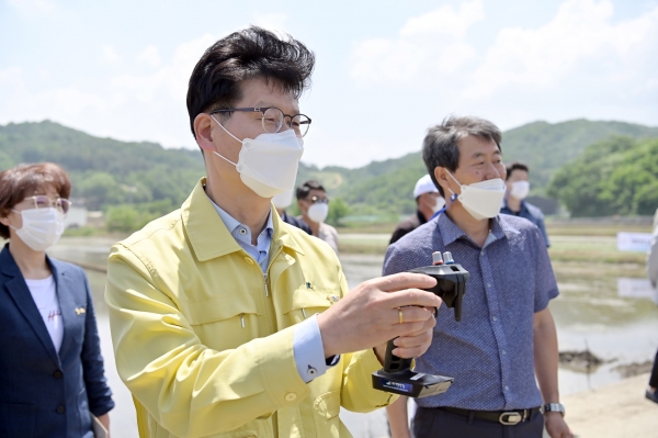 농업용 드론활용 벼 직파 시연회