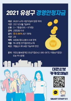 ‘2021 유성구 경영안정자금’ 홍보 포스터