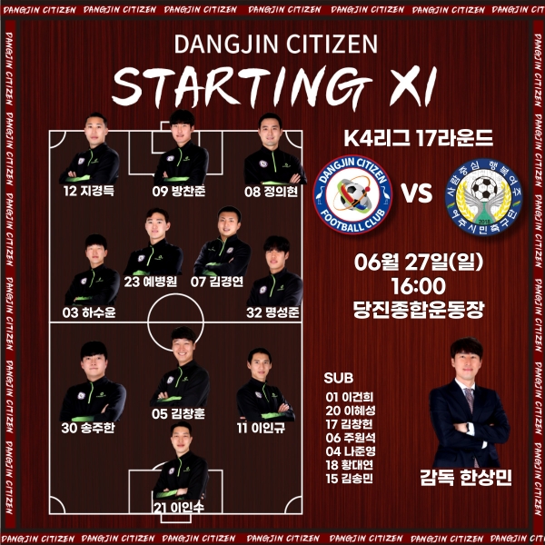 당진시민축구단의 엔트리