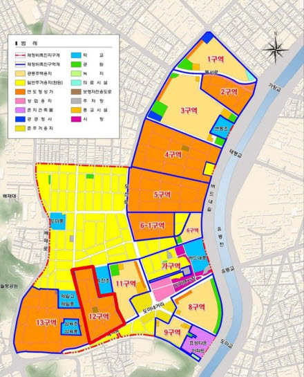 대전 서구 도마·변동12구역 재개발 정비사업 위치도(빨간줄)