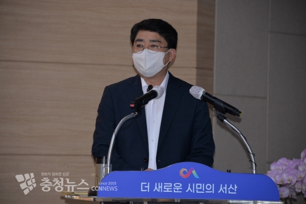 민선 7기 취임 3주년 언론인과 대화 하는 맹정호 서산시장