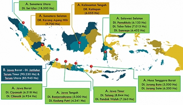 인니 34만8천h를 수혜면적으로하는 관개현대화 개보수사업 총괄 컨설팅 용역 수주(사업영역 지도 )