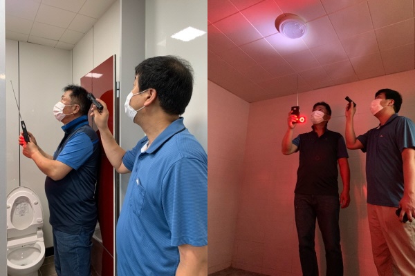 성범죄 예방 및 안전한 화장실 사용을 위한 불시 점검 모습