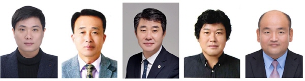 (왼쪽부터)이강현, 김종식, 한남교, 성기만, 윤종환 씨 수상