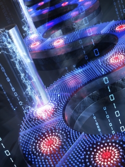 3차원 수직 전극을 활용한 스커미온 소자 구현 표현 이미지