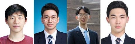 왼쪽부터 KAIST 전기및전자공학부 윤영규 교수, 신창엽 석사과정, 류현 학사과정, 조은서 박사과정