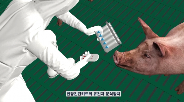 ETRI 연구진이 개발한 기술로 빠르고 정확하게 감염병 이상 유무를 진단하는 모습을 설명한 컴퓨터그래픽.