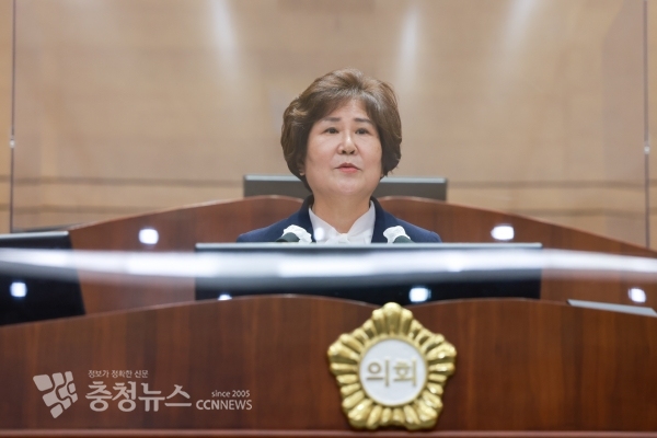 5분 발언 하는 김월영 천안시의회 의원