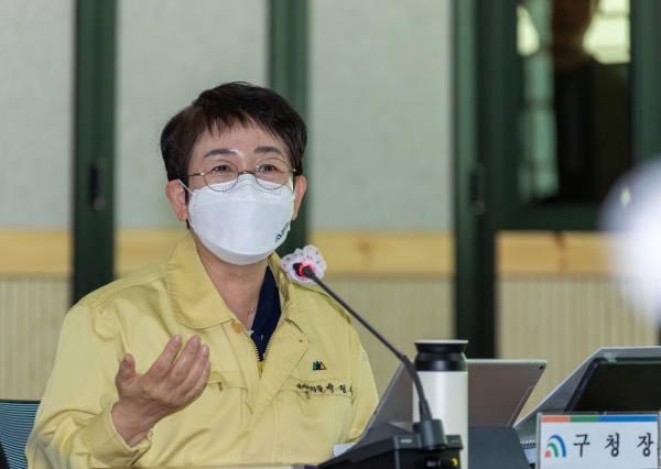 지난 9일 구청에서 5급 이상 간부공무원이 참석한 가운데 2022년 부서별 역점 추진과제 보고회 개최