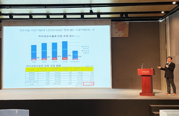 대전대 대전한방병원 김영일 병원장, ‘재미있게 알아보는 척추 건강 관리법’ 전국부총장협의회 정기총회서 강연 모습