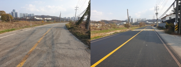 ‘농어촌도로 탕정리도205호 도로정비공사’ 전후