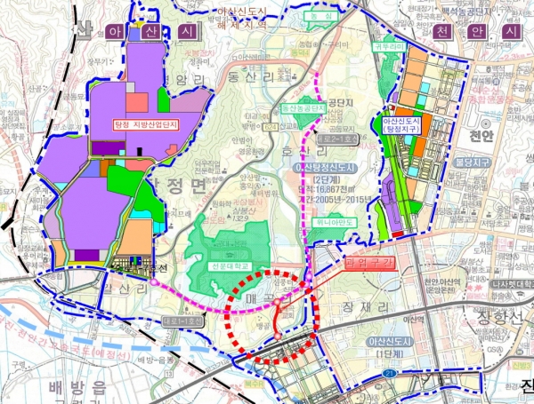 탕정 중로1-18호선 위치도