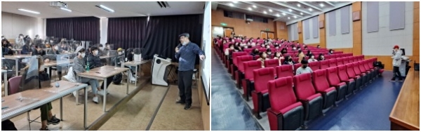 (좌) 서승택 대표, (우) 송지형 작가 강의 모습