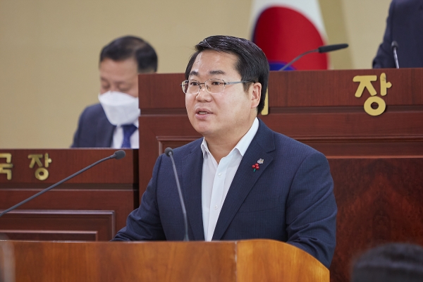 오세현 시장 2022년도 예산안 제출에 따른 시정연설 장면