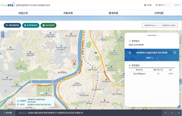 대기TMS 측정결과 공개 캡쳐