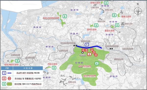 곡교천 좌안 차집관로 복선화 사업 위치도