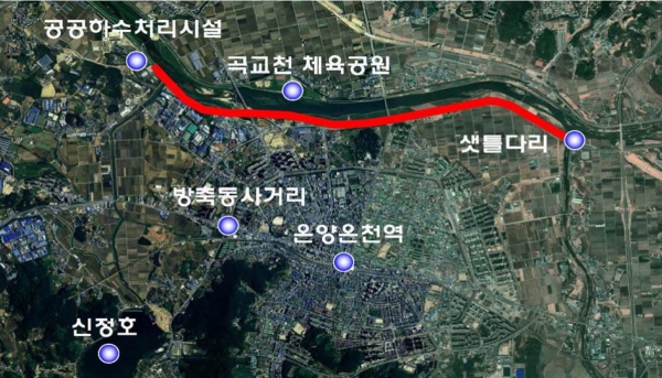 곡교천 좌안 차집관로 복선화 사업 위치도