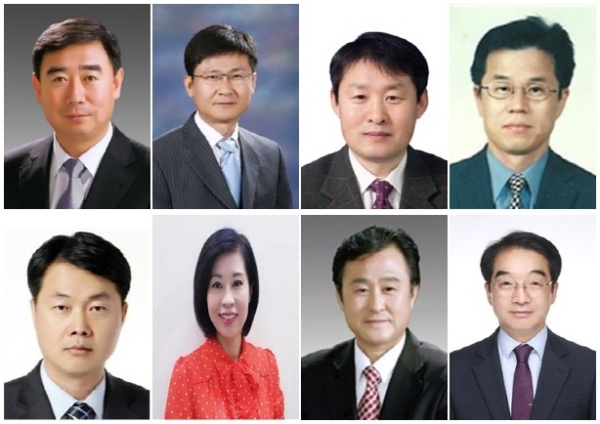 (윗줄왼쪽부터)3급전보: 엄기표, 오광열,4급전보:  이용환,조훈(아랫줄 왼쪽부터)4급전보,우창영,조윤옥,조승식,4급승진: 윤석오