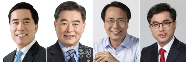 왼쪽부터 더불어민주당 황인호 동구청장, 남진근 대전시의원, 국민의힘 한현택 전 동구청장, 박희조 동구당협위원회 수석부위원장