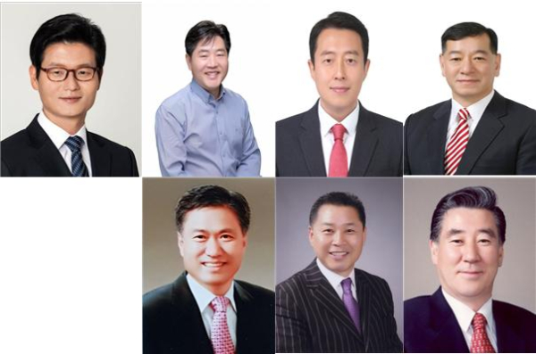 (왼쪽위부터 시계방향) 김정섭 공주시장, 김동일 충남도의원, 김혁종 보좌관, 최원철 전 보좌관, 윤석우 전 충남도의회 의장, 이창선 공주시의원, 고광철 전 공주시의회 의장