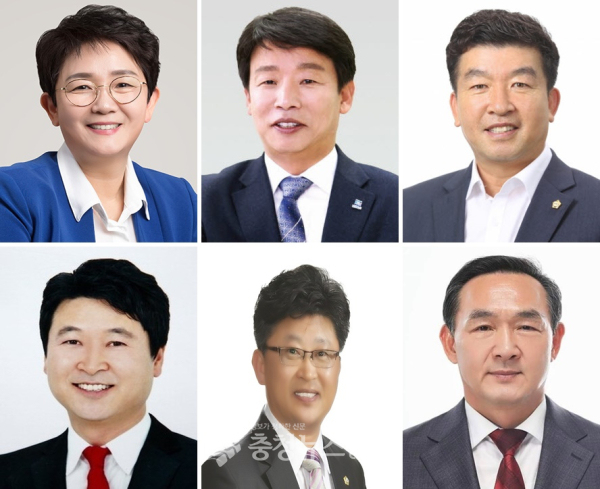 대전 대덕구청장 출마 예상자. (왼쪽위부터) 박정현 대덕구청장(민주), 김찬술 대전시의원(민주), 김태성 대덕구의회 의장(민주), 박병철 전 대전시의원(민주), 최충규 전 대덕구의회 의장(국힘), 박희진 전 대전시의원(국힘)
