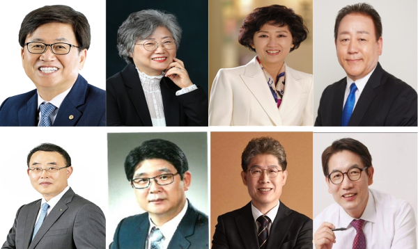 시계방향으로 최교진 교육감, 강미애 교장, 사진숙 교장, 송명석 소장, 최태호 교수, 최정수 교수, 이길재 교장, 유재국 교장