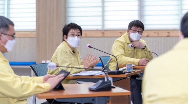 박정현 대덕구청장, 2022년 주요사업 추진 보고회 주재 모습