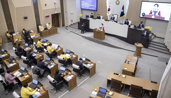 당진시의회 제91회 임시회 1차 본회의 모습