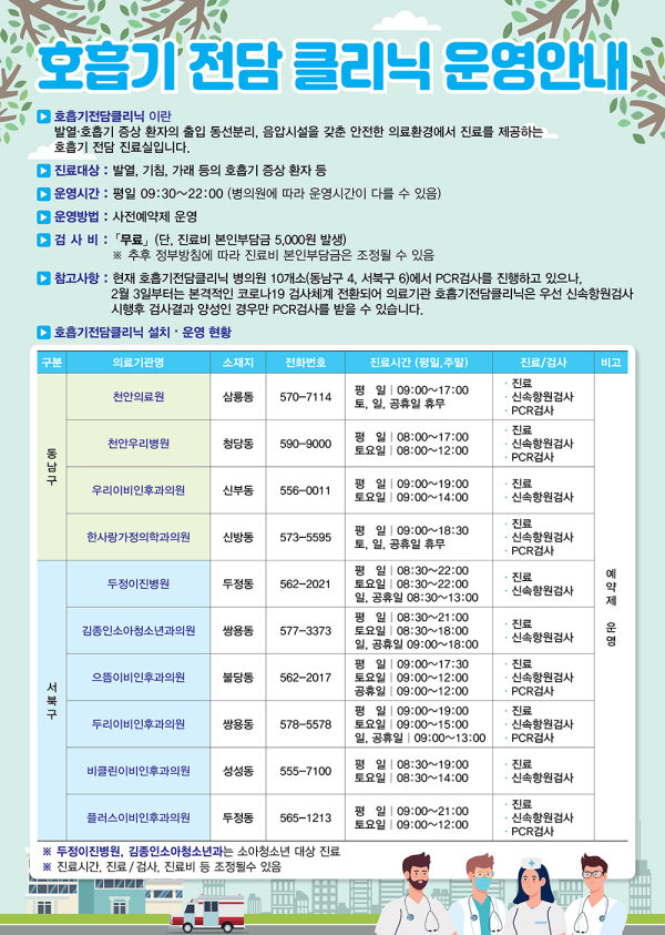 호흡기전담클리닉 운영안내