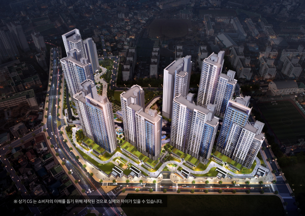 효성중공업과 다우건설이 대전 중구 선화동에 공급할 예정인 '해링턴 플레이스 휴리움' 조감도.