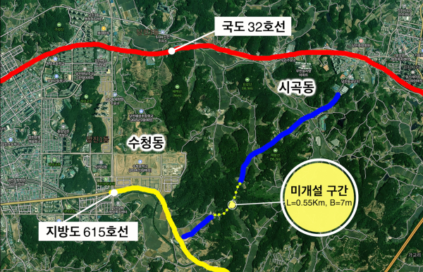 당진 농공단지~수청동 단절된 도시계획도로 개설 관련 지도
