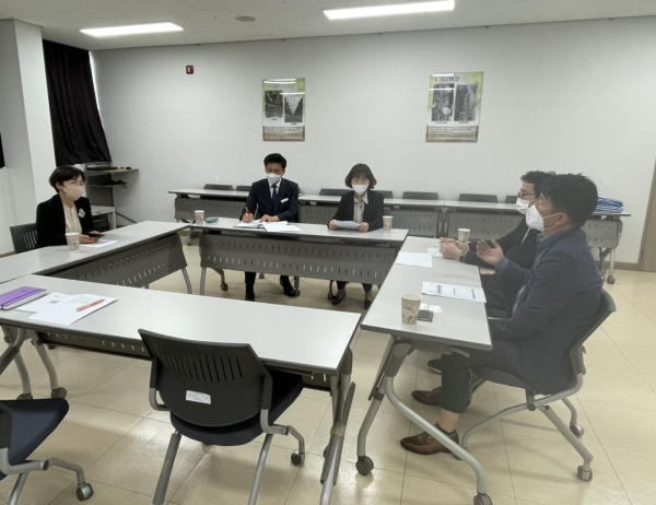 아산시학교급식지원센터 현장 애로사항 청취 장면