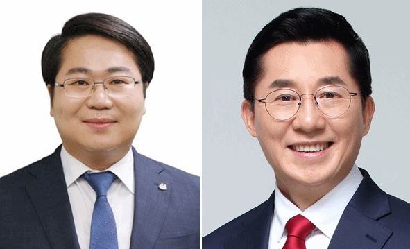 왼쪽부터 민주당 오세현, 국민의힘 박경귀 아산시장 예비후보
