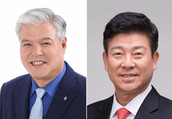 왼쪽부터 민주당 문정인, 국민의힘 박범인 금산군수 예비후보