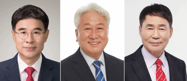 왼쪽부터 국민의힘 이응우, 민주당 김대영, 국민의힘 이기원 계룡시장 예비후보