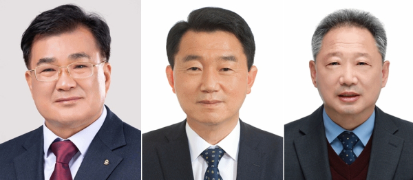 왼쪽부터 국민의힘 김기웅, 민주당 유승광, 무소속 김민호 서천군수 예비후보