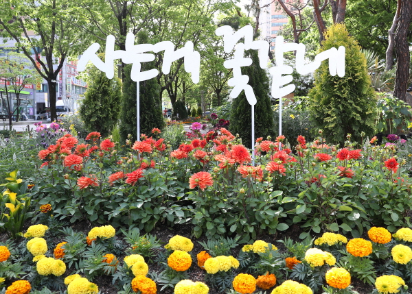 제1회 유성온천 봄꽃 전시회 현장 모습