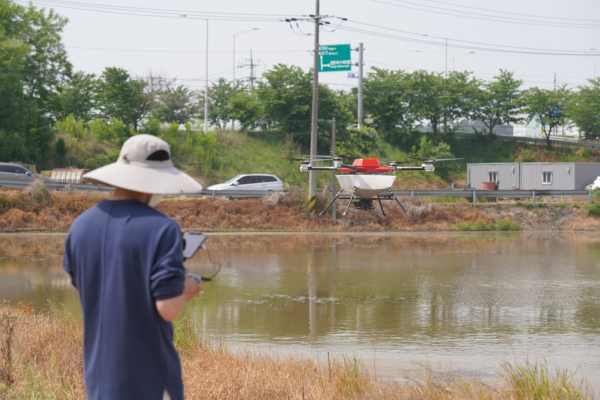 드론활용 벼 직파 기술 현장 연시회