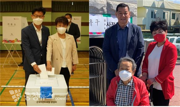 김정섭 후보, 최원철 후보 사전투표 모습