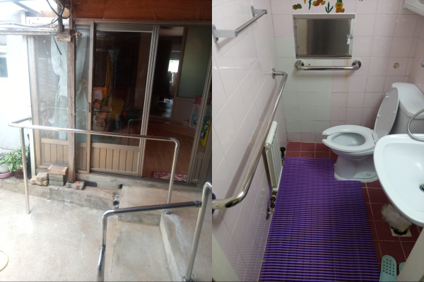 독거노인 가정에 안전 손잡이 등을 설치한 장면