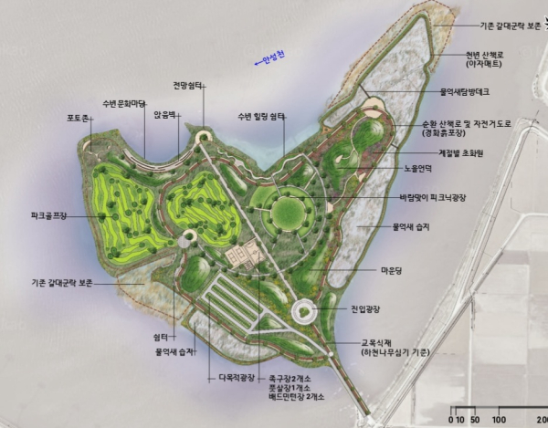 쌀조개섬 개발계획 조감도