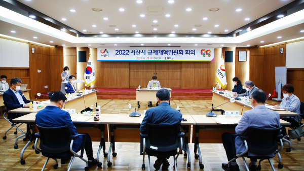 지난 29일 시청 중회의실에서 열린 ‘2022년 규제개혁위원회 회의’ 모습